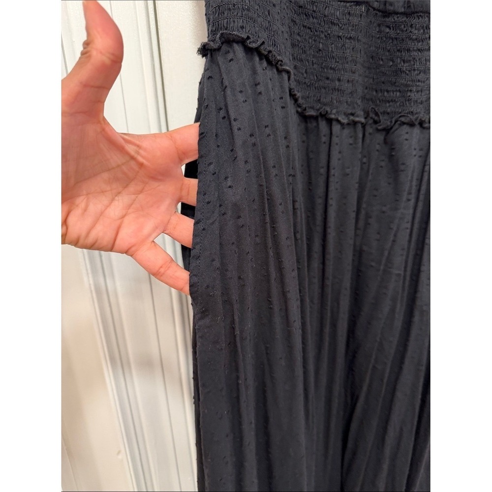 Old Navy Black Embroidered puff sleeve Tiered Maxi Dress peasant goth - Picture 5 of 10